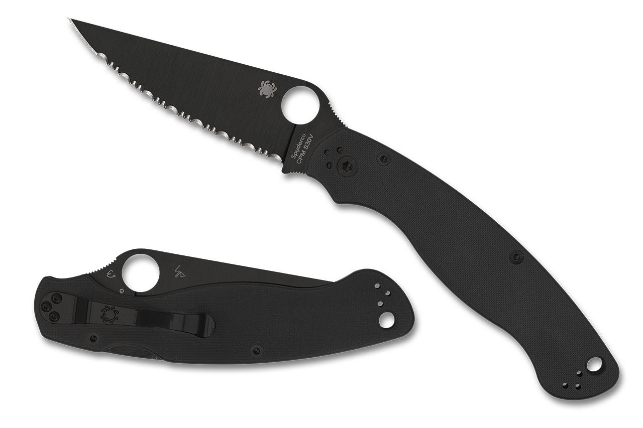 MILITARY 2--BLACK G-10 HANDLE/BLACK BLADE/CPM S30V/SPYDEREDGE